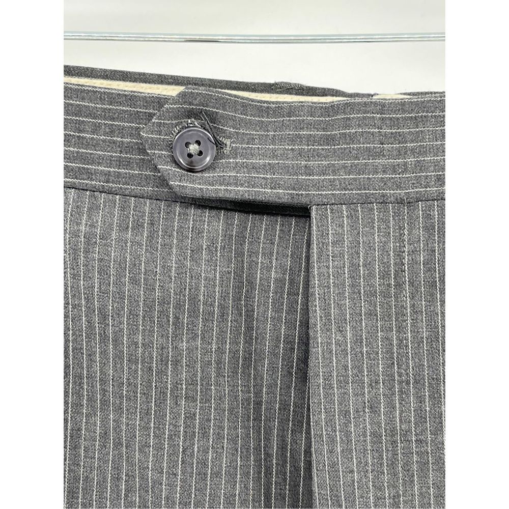 Jos A Bank Dress Pants Wool Men Size 38d29 Gray White Pinstriped Cuffed Pleated - Picture 3 of 10